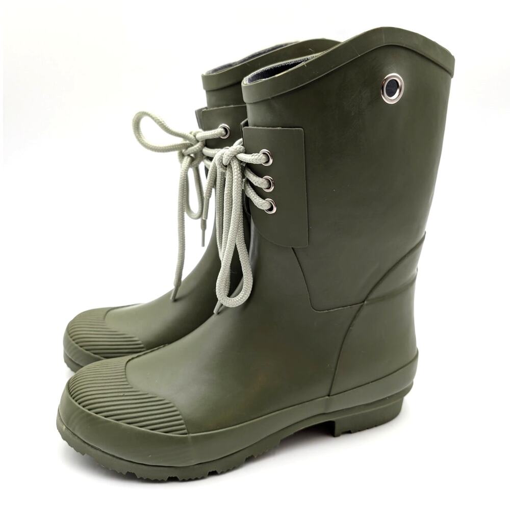 Nomad Kelly B Lace-Up Waterproof Rain Boots Women's Olive Green Size US9 EU39.5